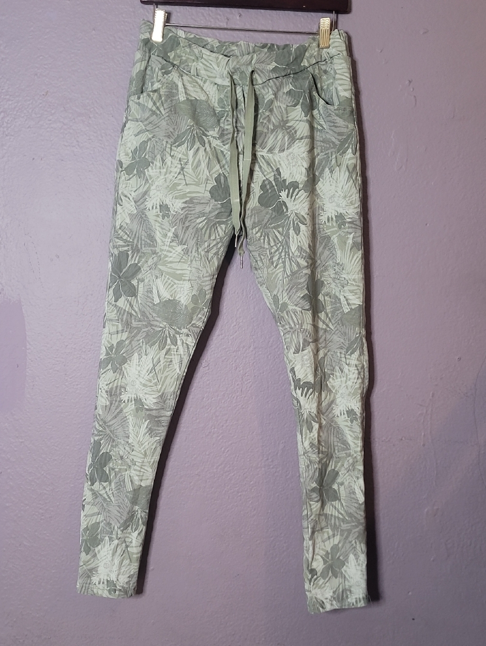 Light Sage Green Tropical Print Joggers
